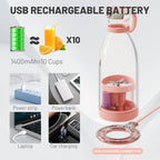 USB Chargeable Juicer Blender 6 Blades 1000ml - Portable Juicer