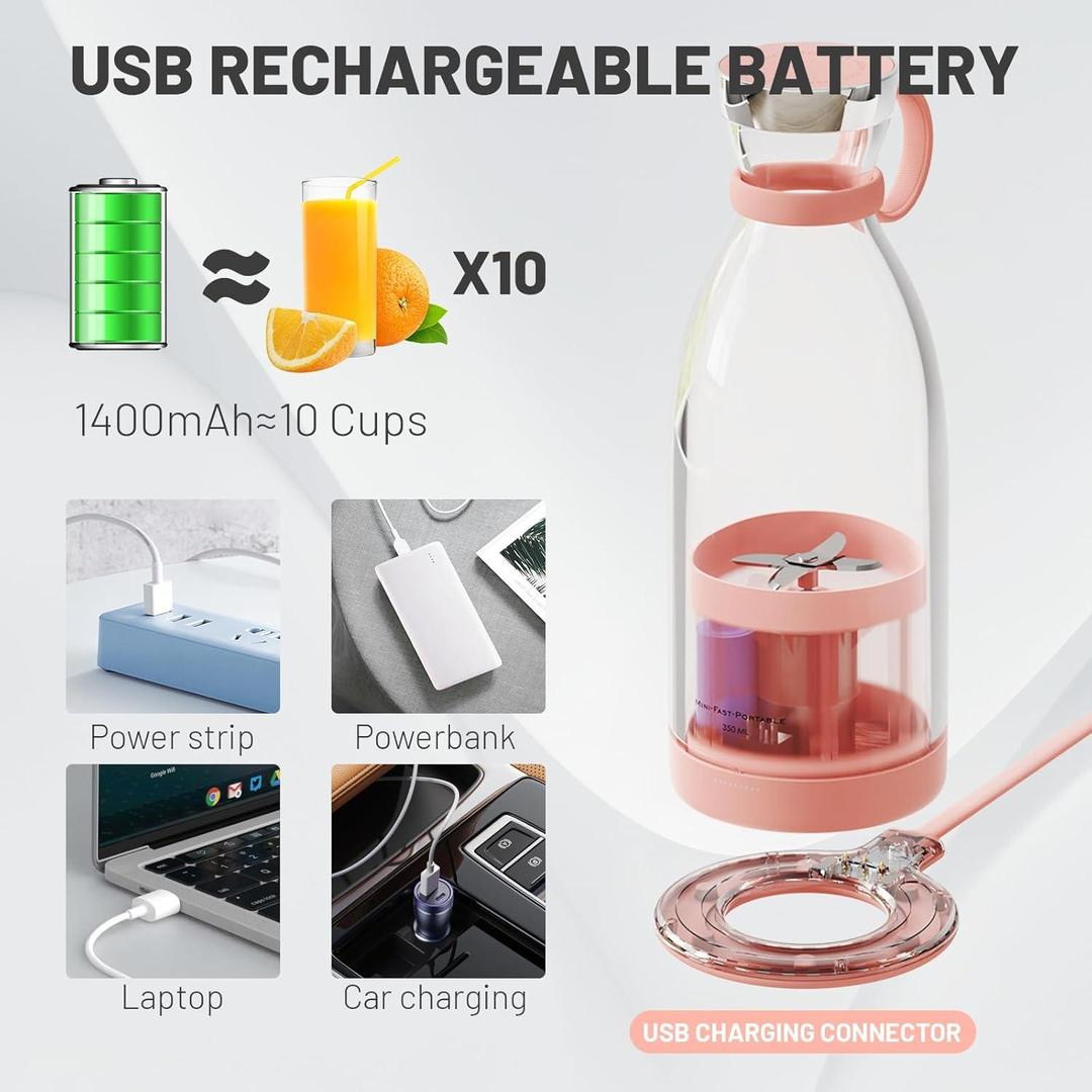 USB Chargeable Juicer Blender 6 Blades 1000ml - Portable Juicer