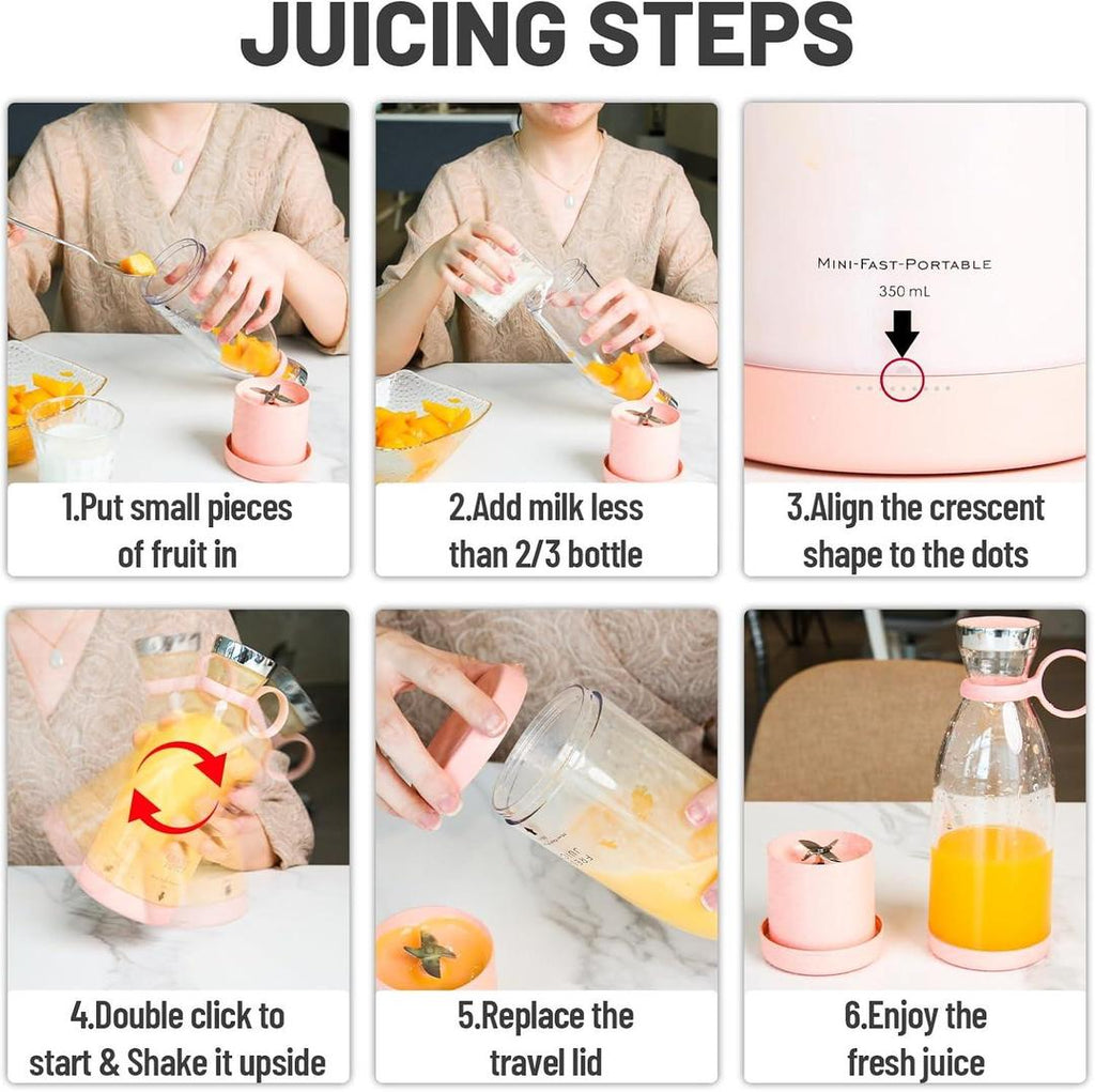USB Chargeable Juicer Blender 6 Blades 1000ml - Portable Juicer