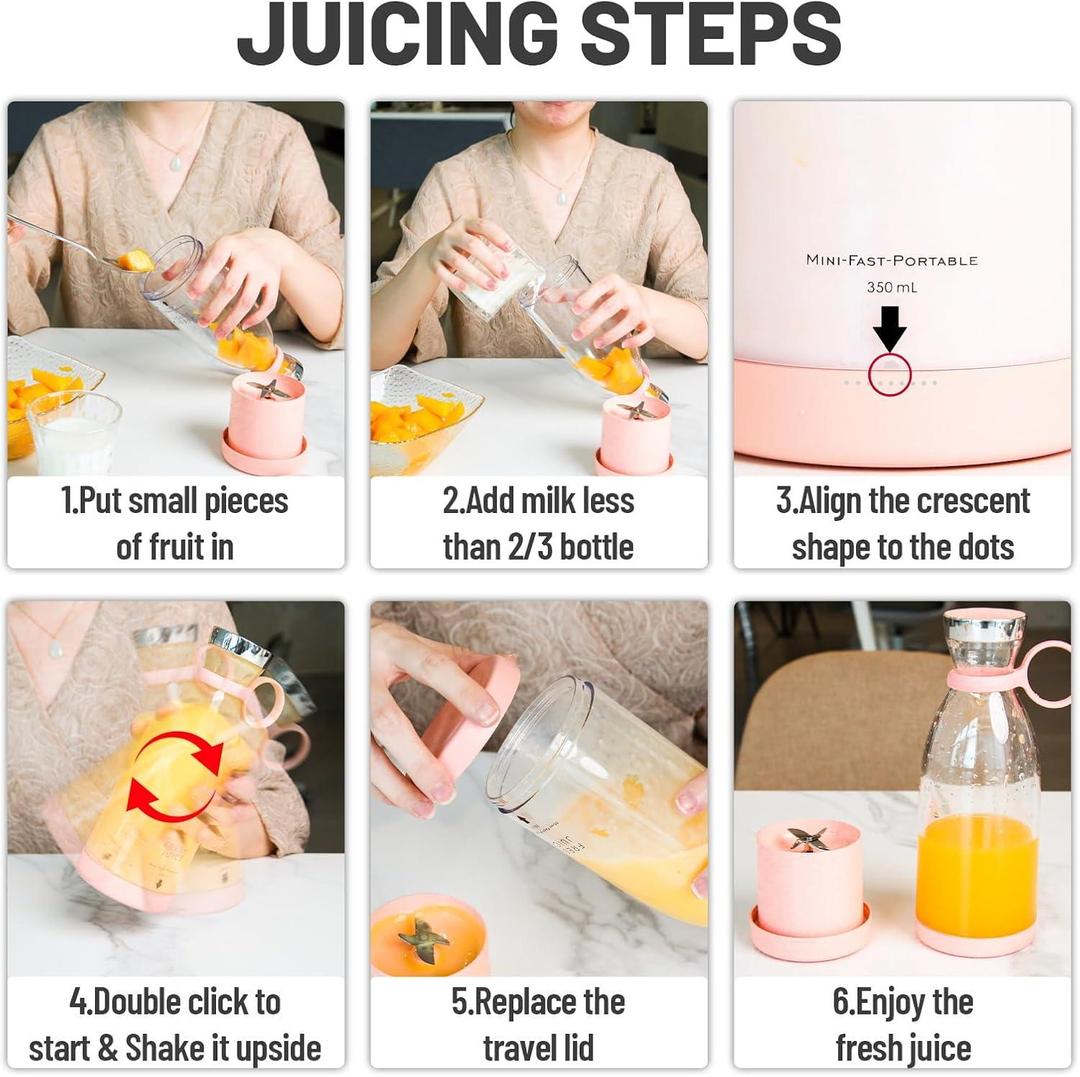 USB Chargeable Juicer Blender 6 Blades 1000ml - Portable Juicer