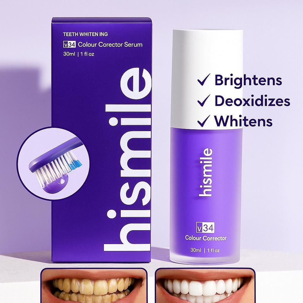 Hismile V34 Purple Whitening Toothpaste Remove Stains Reduce Yellowing Care For Teeth Gums Fresh Breath Brightening Teeth