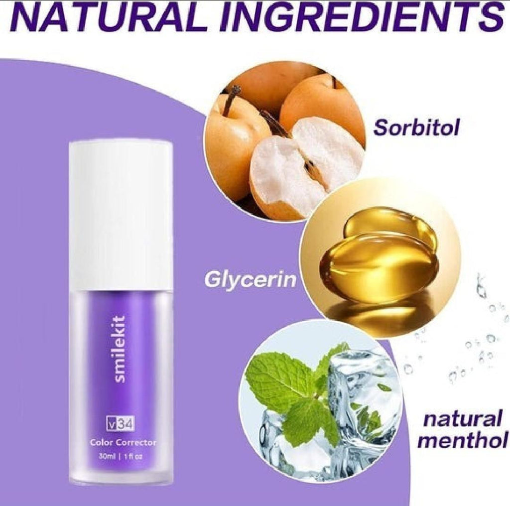 Hismile V34 Purple Whitening Toothpaste Remove Stains Reduce Yellowing Care For Teeth Gums Fresh Breath Brightening Teeth