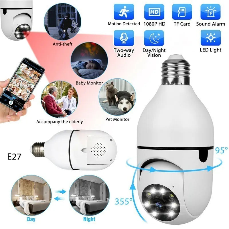 CCTV 1080P Full HD CCTV Camera CCTV Camera Wifi Smart Camera Wifi Camera Home Security Camera Smart Camera Wifi CCTV Wifi Camera Blub Socket Security Camera For Home