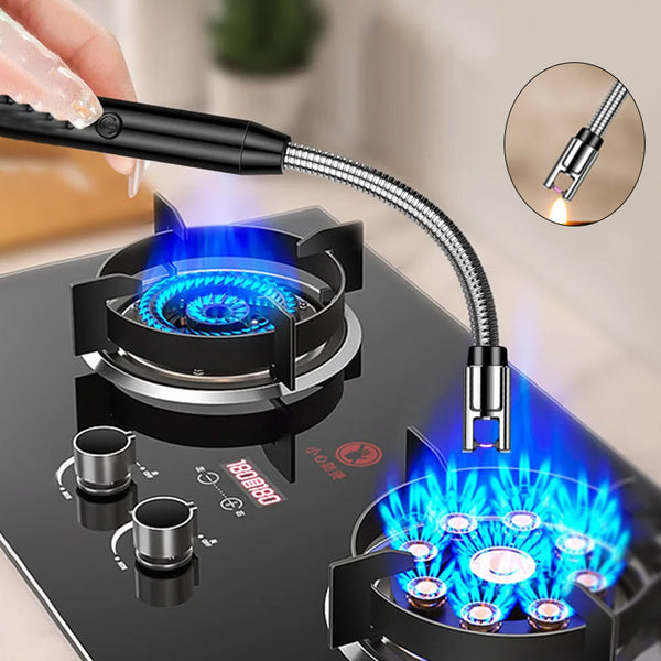 360° Outdoor Kitchen Lighter – USB Rechargeable Electronic Arc Lighter with Flexible Neck, Safety Lock, Windproof & Eco-Friendly Design (Random Colors)