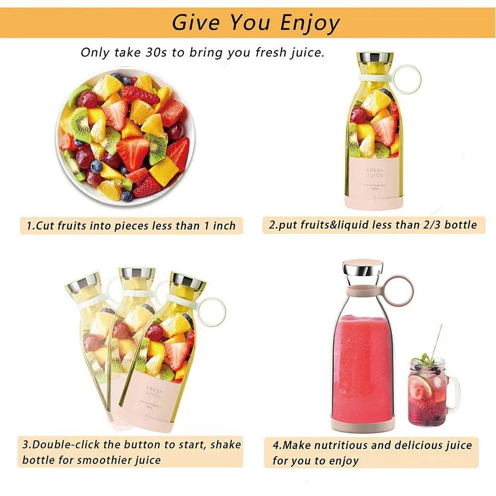 USB Chargeable Juicer Blender 6 Blades 1000ml - Portable Juicer