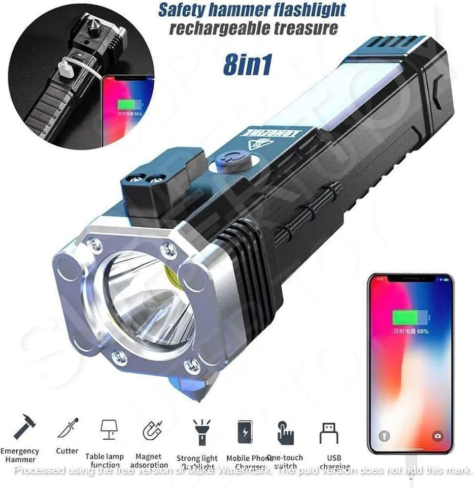 High-Power LED Flashlight  Rechargeable And Multifunctionals Water Proof With Power Bank